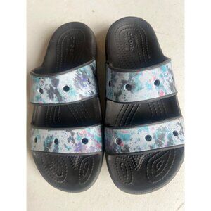 Unisex Crocs‎ Sandals Shoes M4/W6 Black Tie Dyed Slip-On Comfort Durable Soles